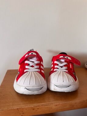 adidas Kids Red & White Car Face Sneakers